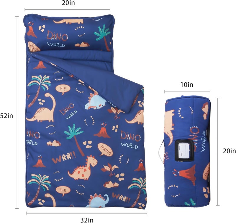 MORAIS Toddler Nap Mat with Pillow and Blanket, 52" x 20" Lightweight and Soft Nap Mat for Preschool, Daycare, Travel Sleeping Bags - Image 2